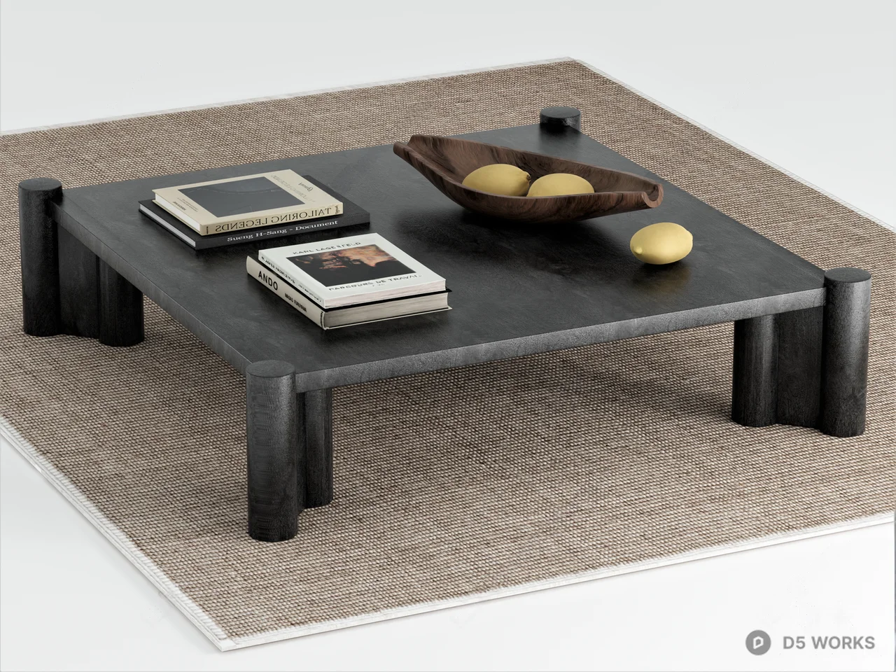 Minimalist Black Stone Coffee Table 3d model - Image 1