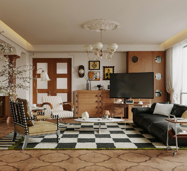 Mid-Century Modern Home Living Room