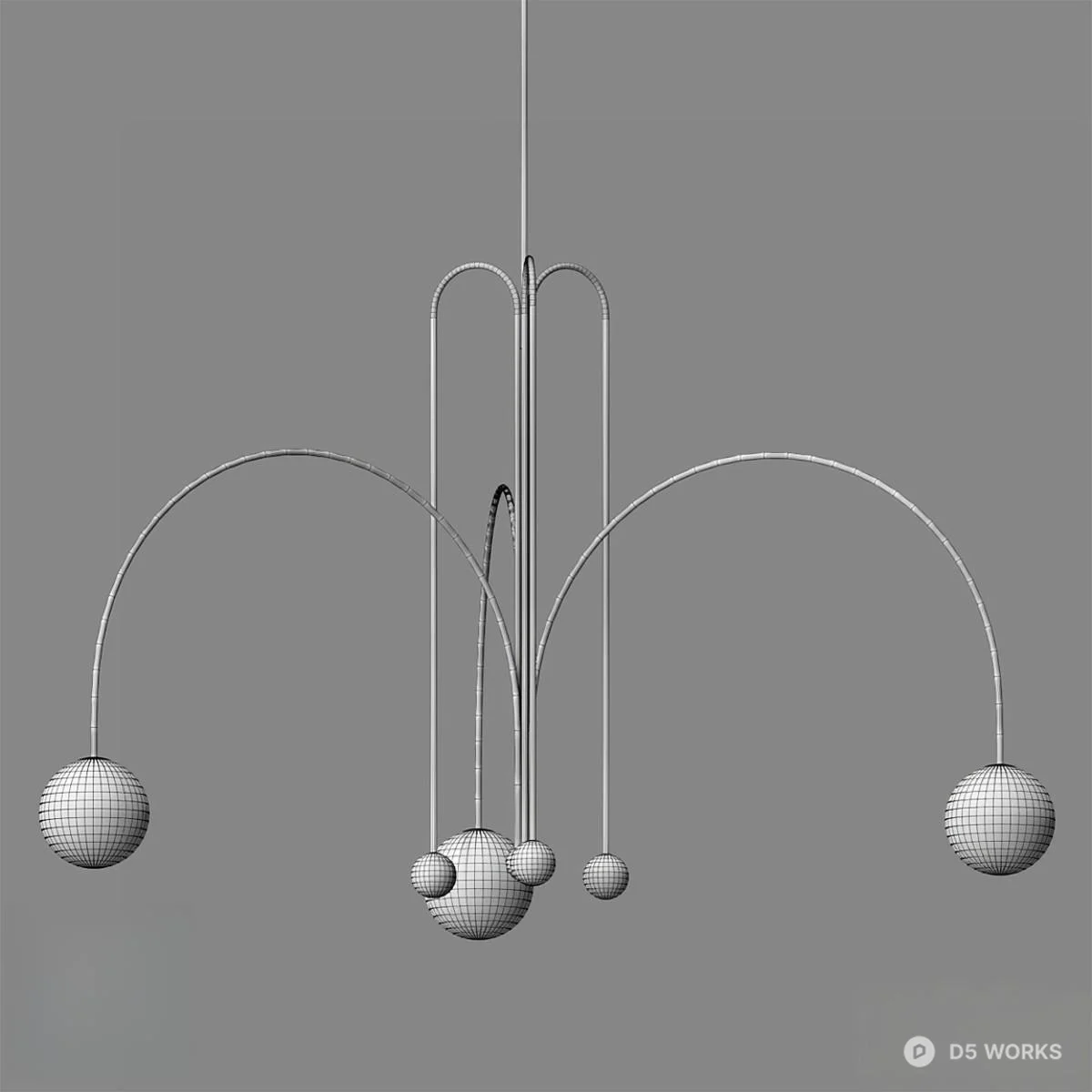 Minimalist Arc Metal Pendant Light 3d model thumbnail 2
