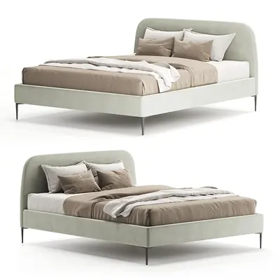 Upholstered Minimalist Double Bed 3d model