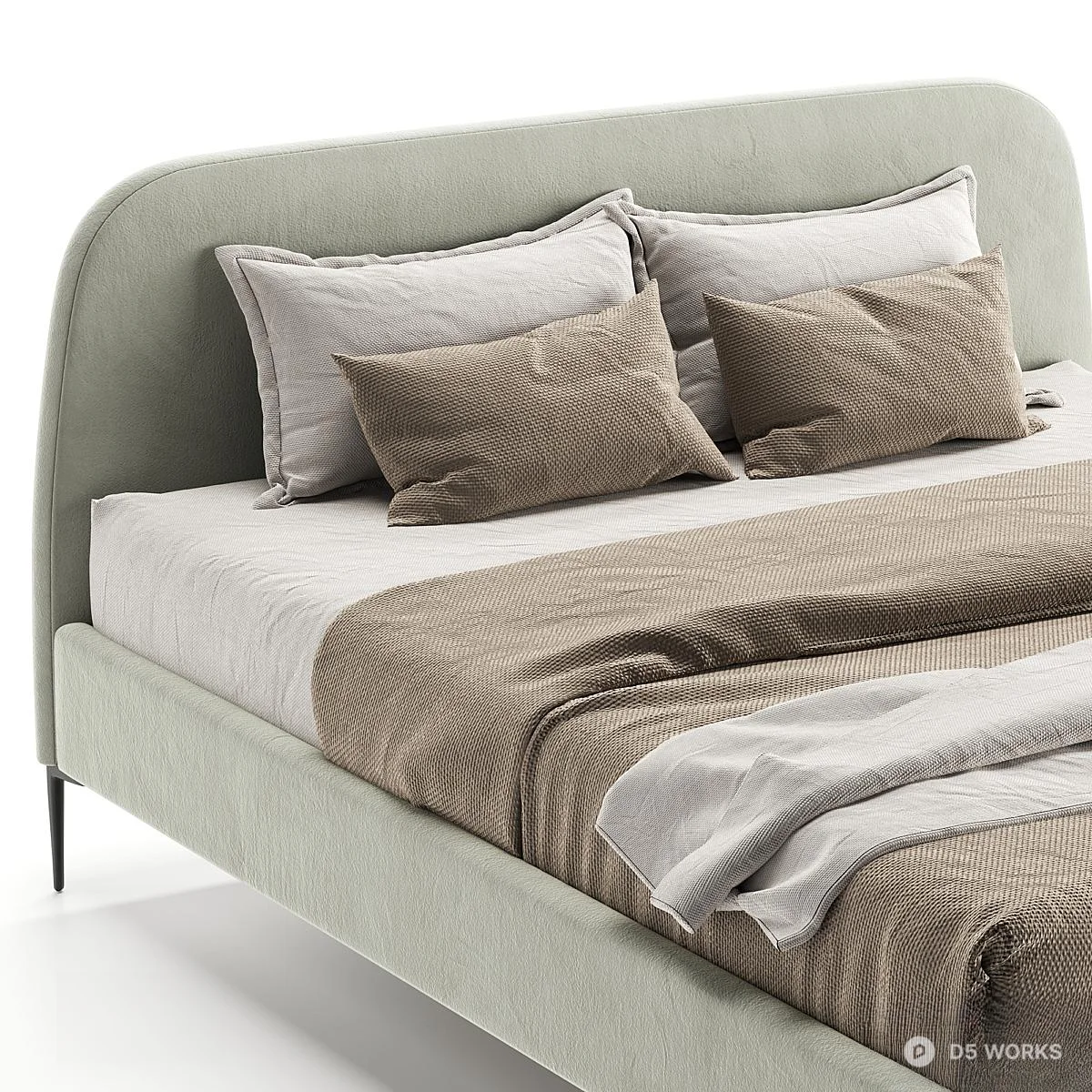 Upholstered Minimalist Double Bed 3d model thumbnail 3