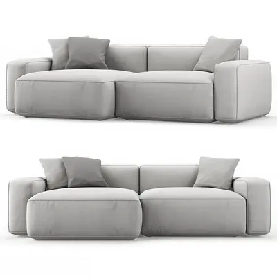 Modular Gray Fabric Modular Sofa 3d model