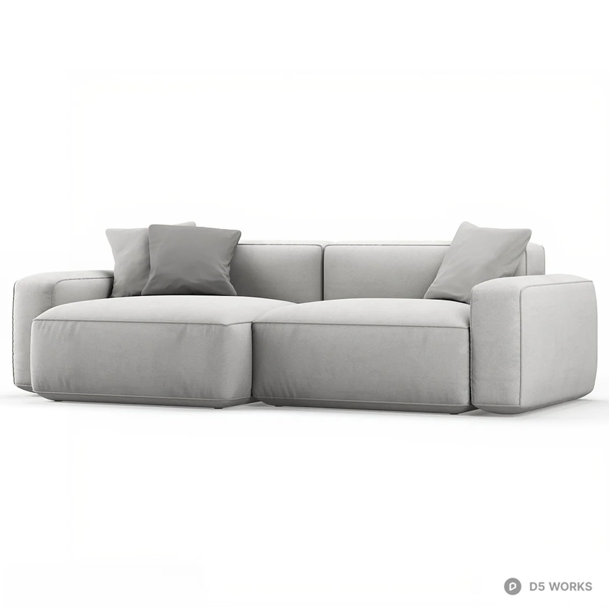 Modular Gray Fabric Modular Sofa 3d model thumbnail 4