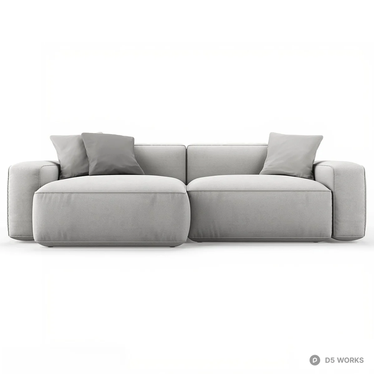 Modular Gray Fabric Modular Sofa 3d model thumbnail 2