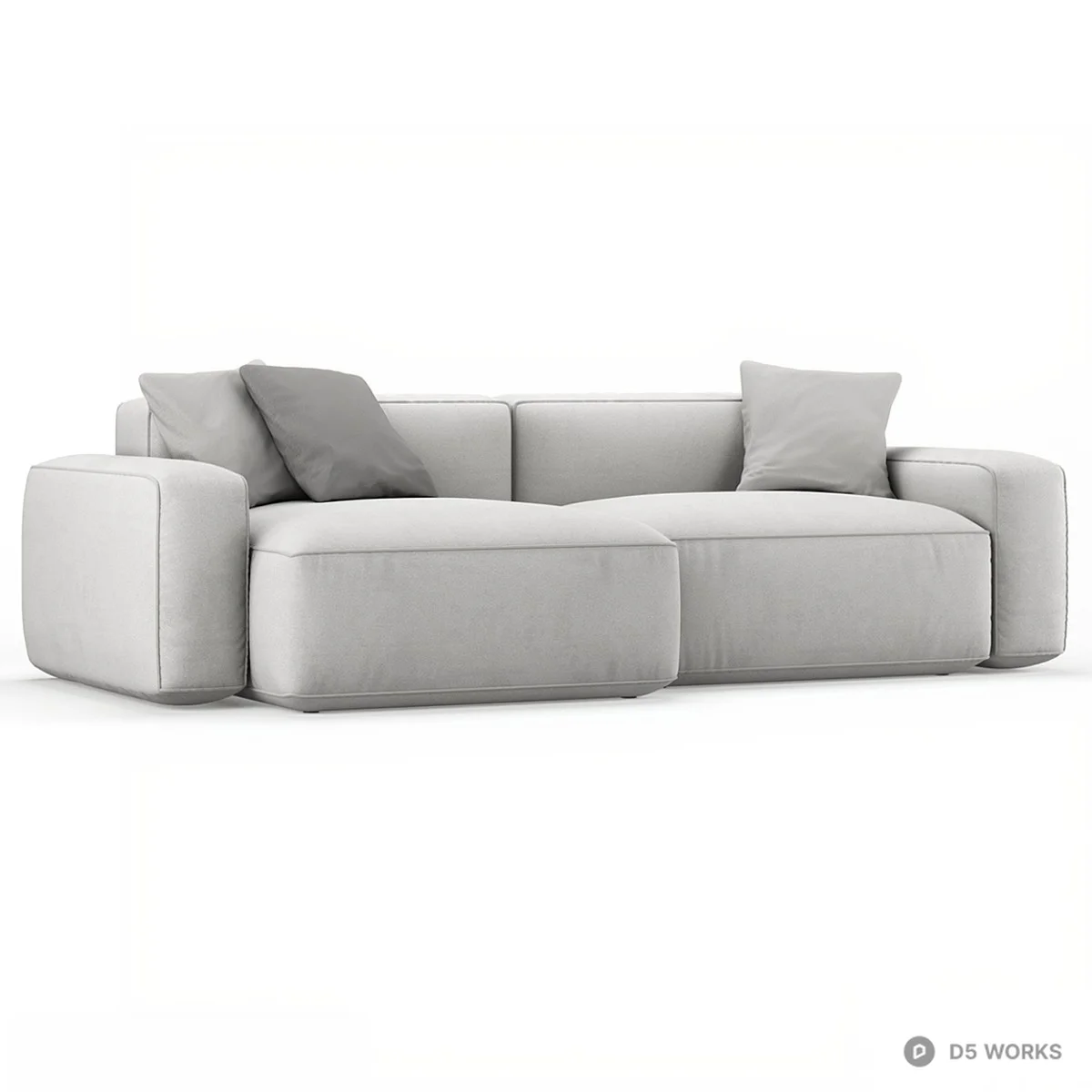 Modular Gray Fabric Modular Sofa 3d model thumbnail 3