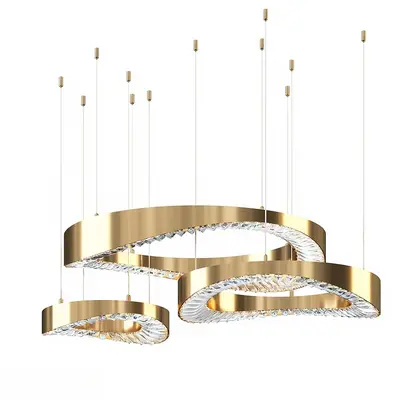 Gold Ring Crystal Chandelier 3d model