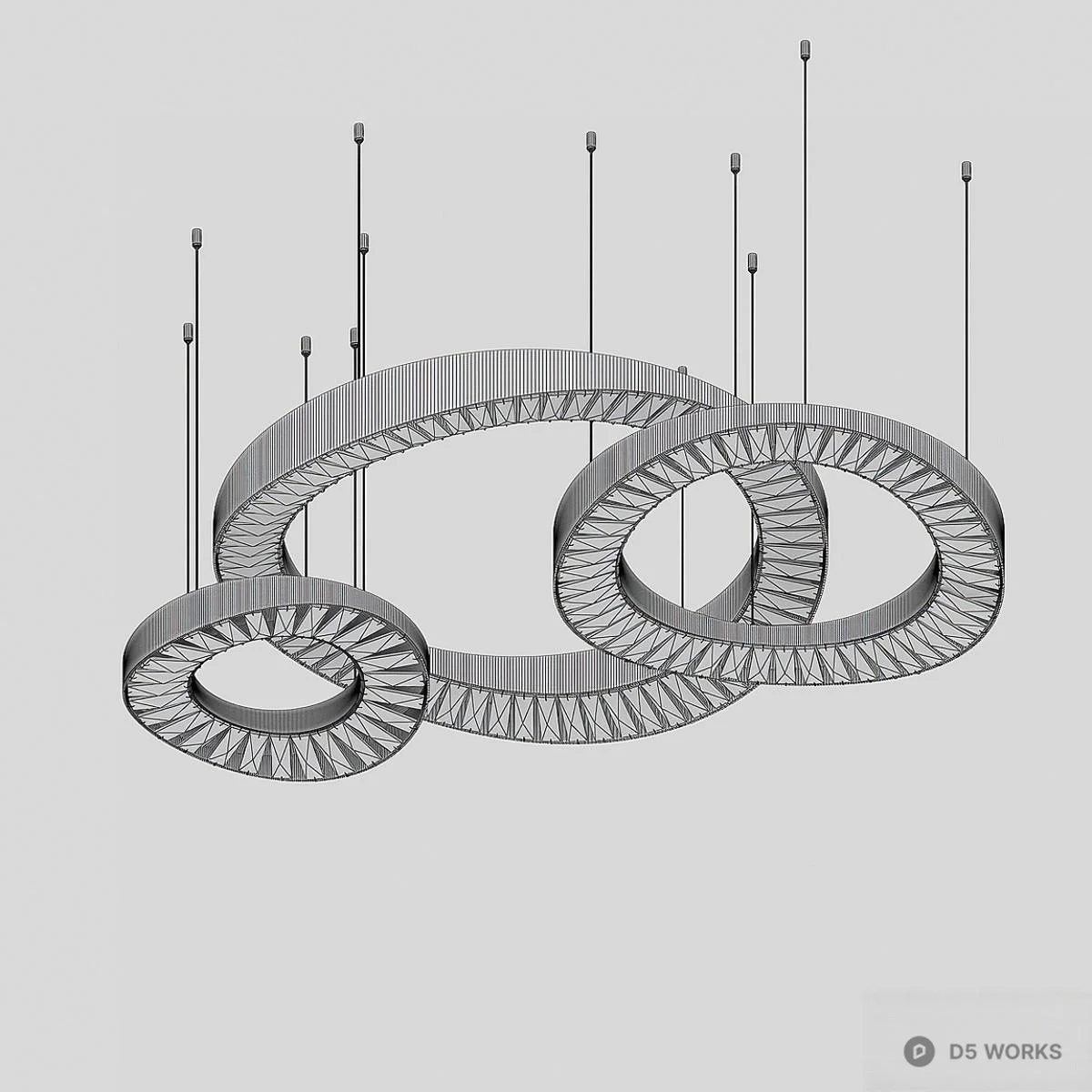 Gold Ring Crystal Chandelier 3d model thumbnail 2