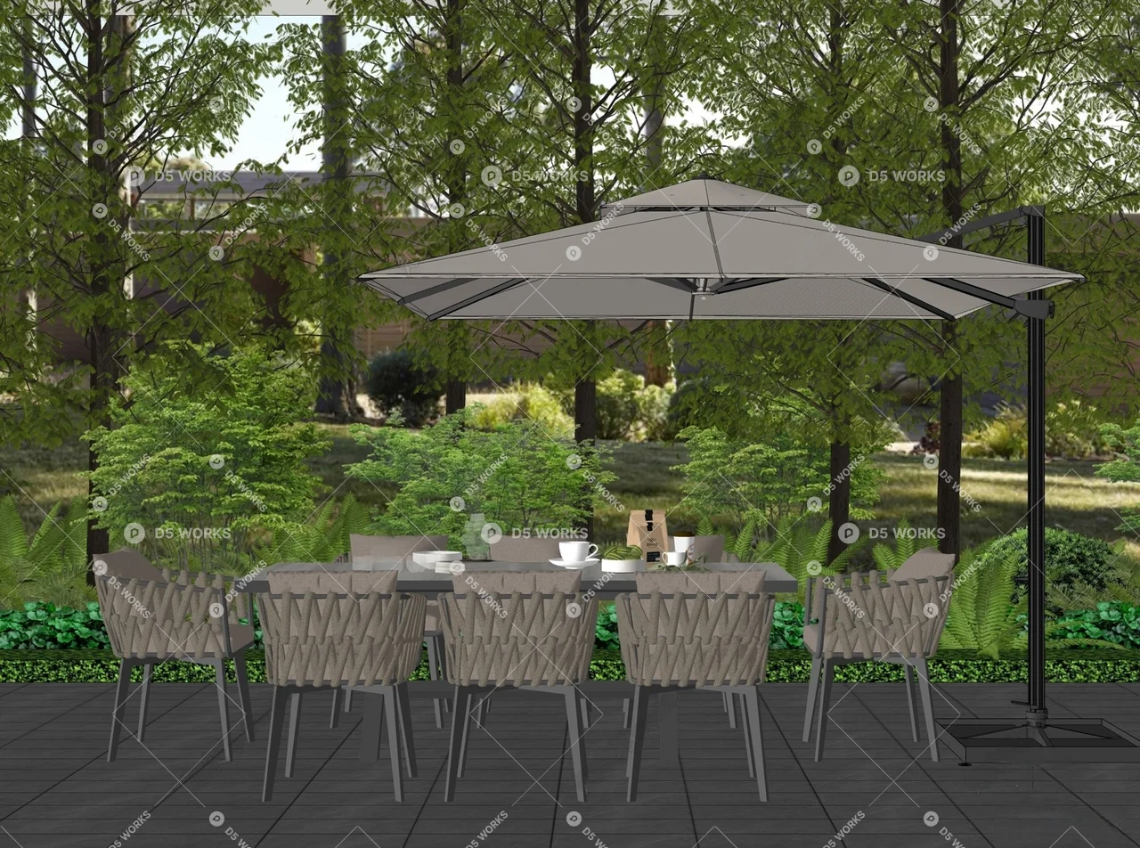 Outdoor Table & Chairs Set 3d model thumbnail 2