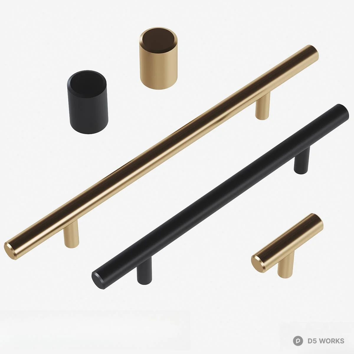 Modern Minimalist Metal Cabinet Pulls 3d model - Image 1