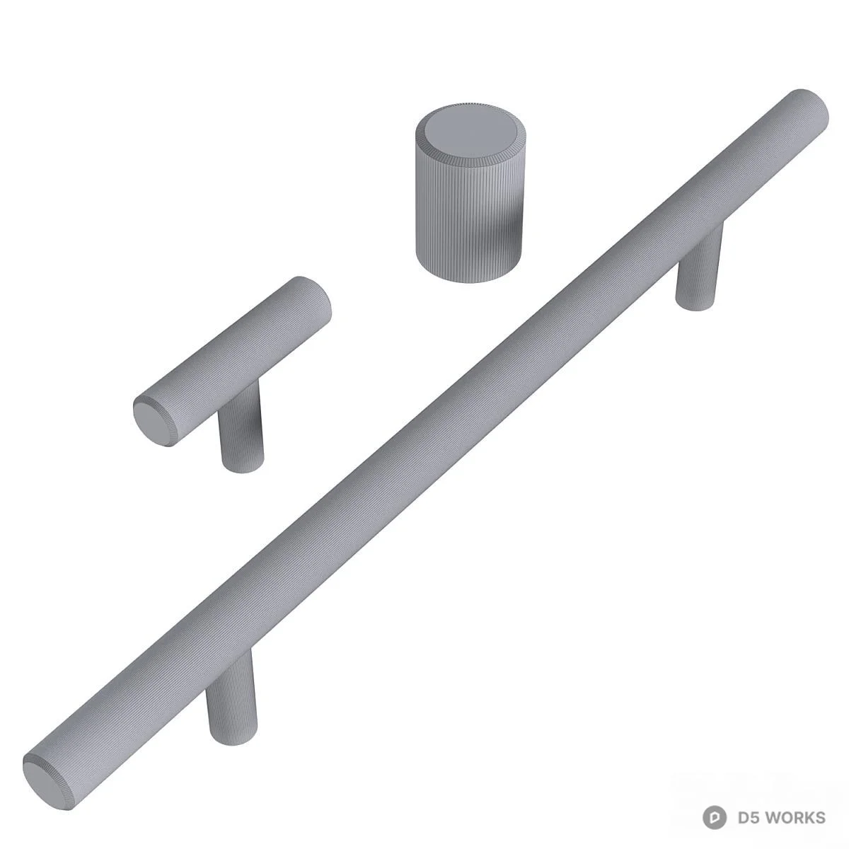 Modern Minimalist Metal Cabinet Pulls 3d model thumbnail 2