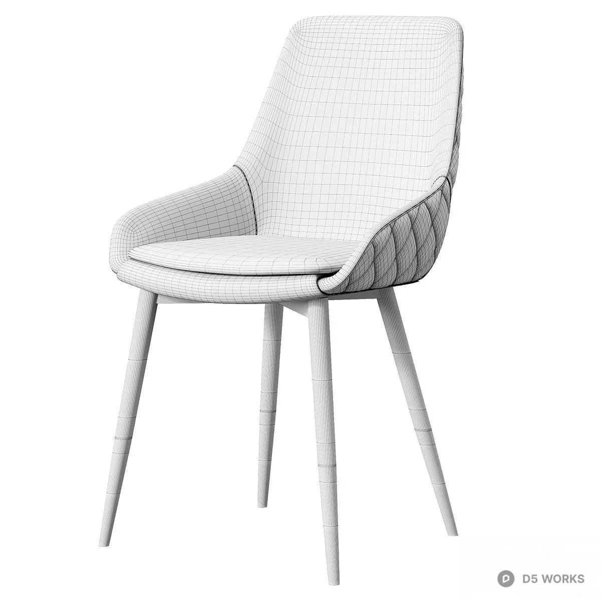 Quilted Velvet Dining Chair 3d model thumbnail 4