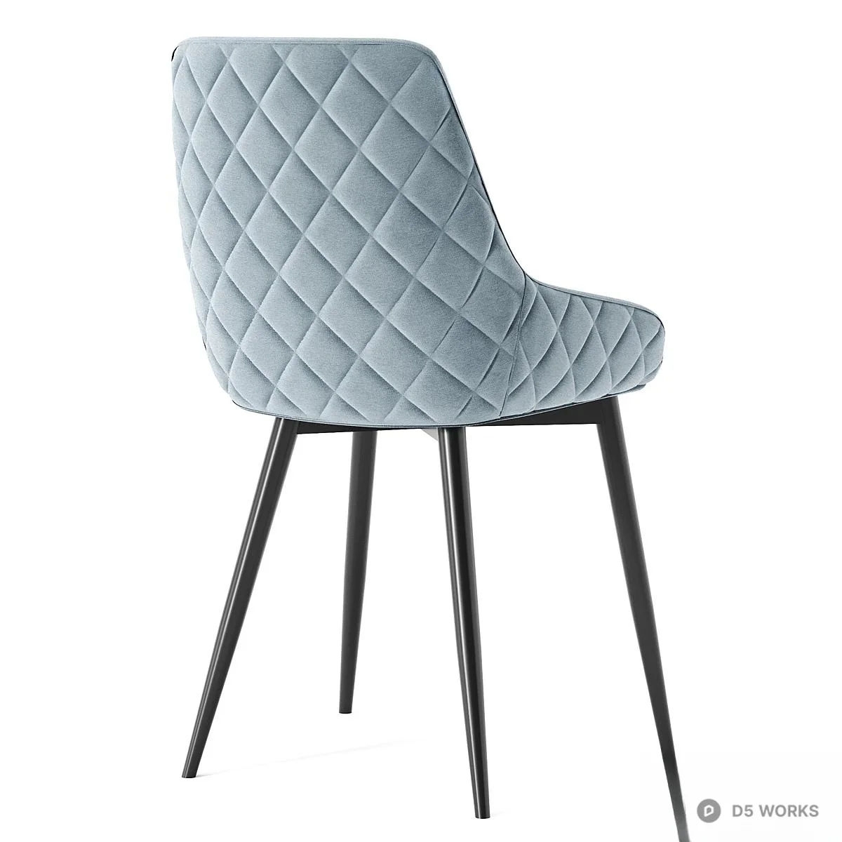 Quilted Velvet Dining Chair 3d model thumbnail 3