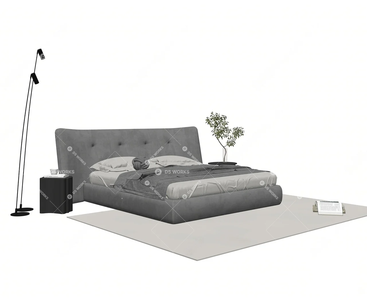 Modern Bedroom Set 3d model thumbnail 2