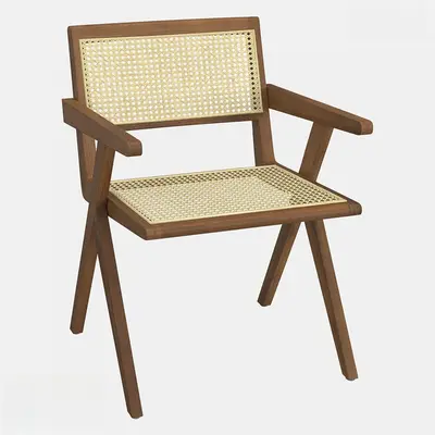 Rattan Weave Wooden Armchair 3d model