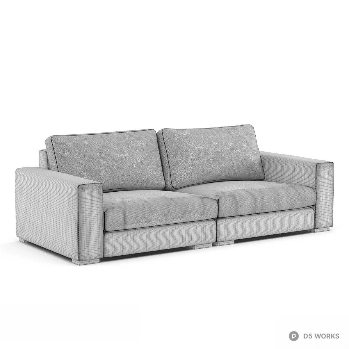 Textured Fabric Three-Seater Sofa 3d model thumbnail 3