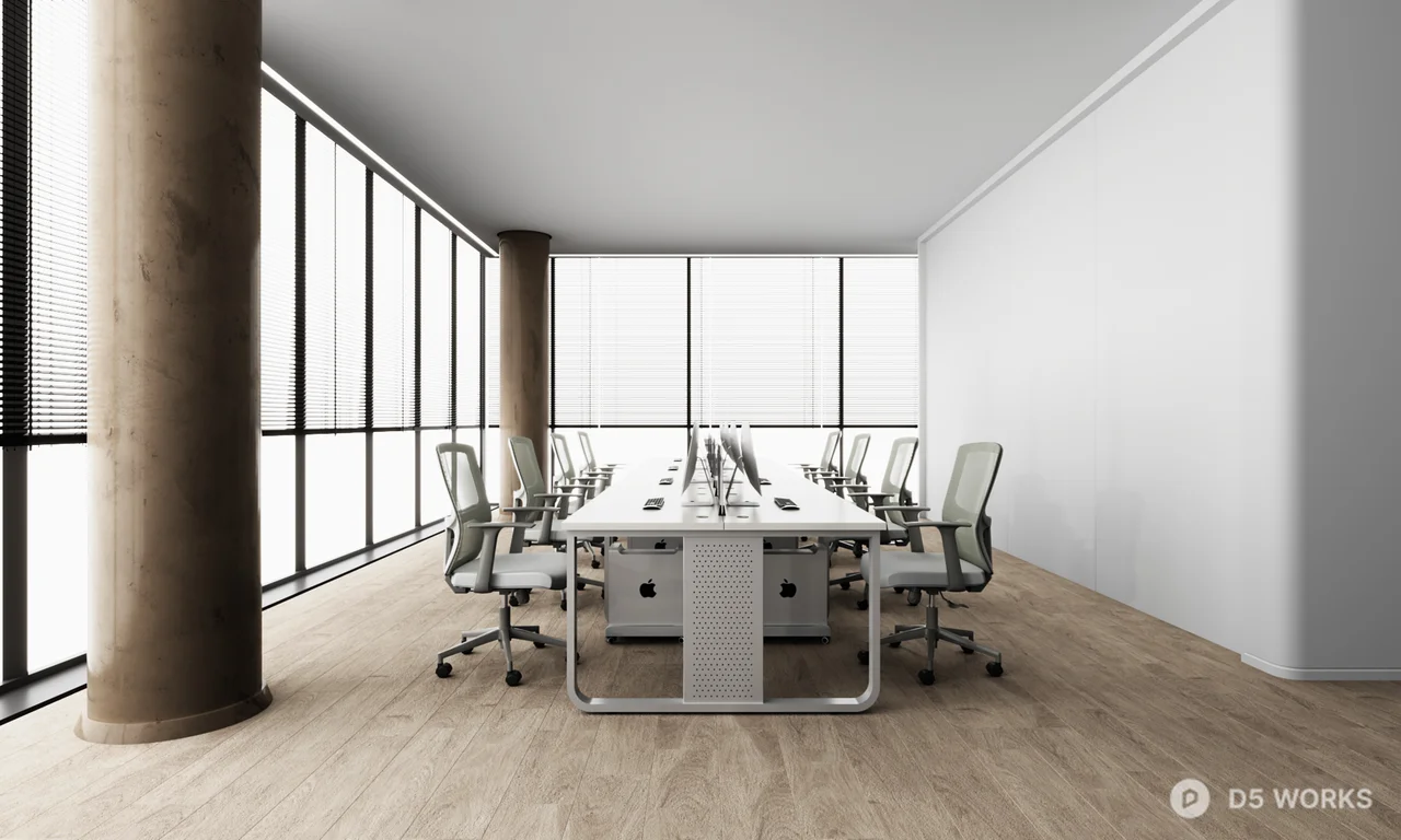Minimalist Office Meeting Room With Large Windows 3d model - Image 1