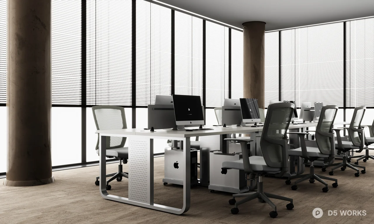 Minimalist Office Meeting Room With Large Windows 3d model thumbnail 2