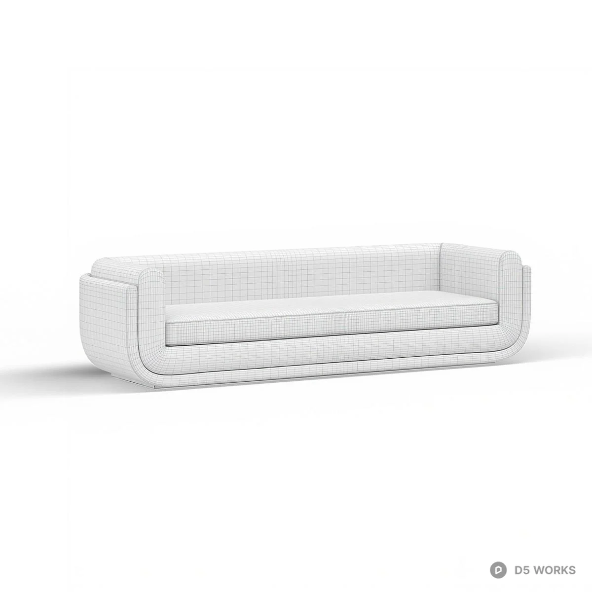 Minimalist Gray Three Seater Sofa 3d model thumbnail 5