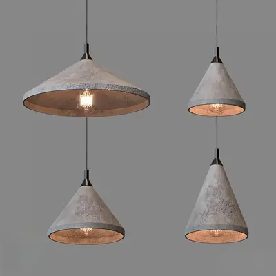 Concrete Texture Pendant Lamp Set 3d model