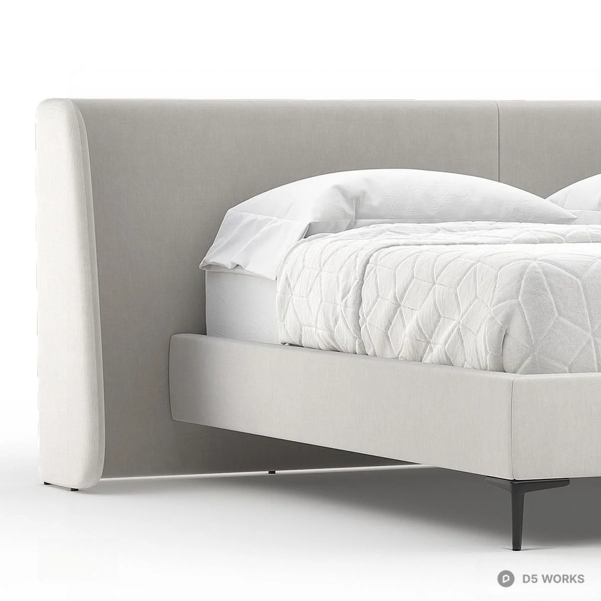Modern Upholstered Double Bed 3d model thumbnail 3