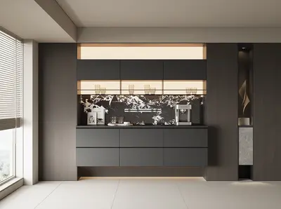 Modern Open Kitchen with Integrated Cabinetry 3d model