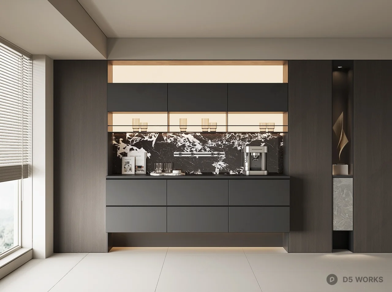 Modern Open Kitchen with Integrated Cabinetry 3d model - Image 1