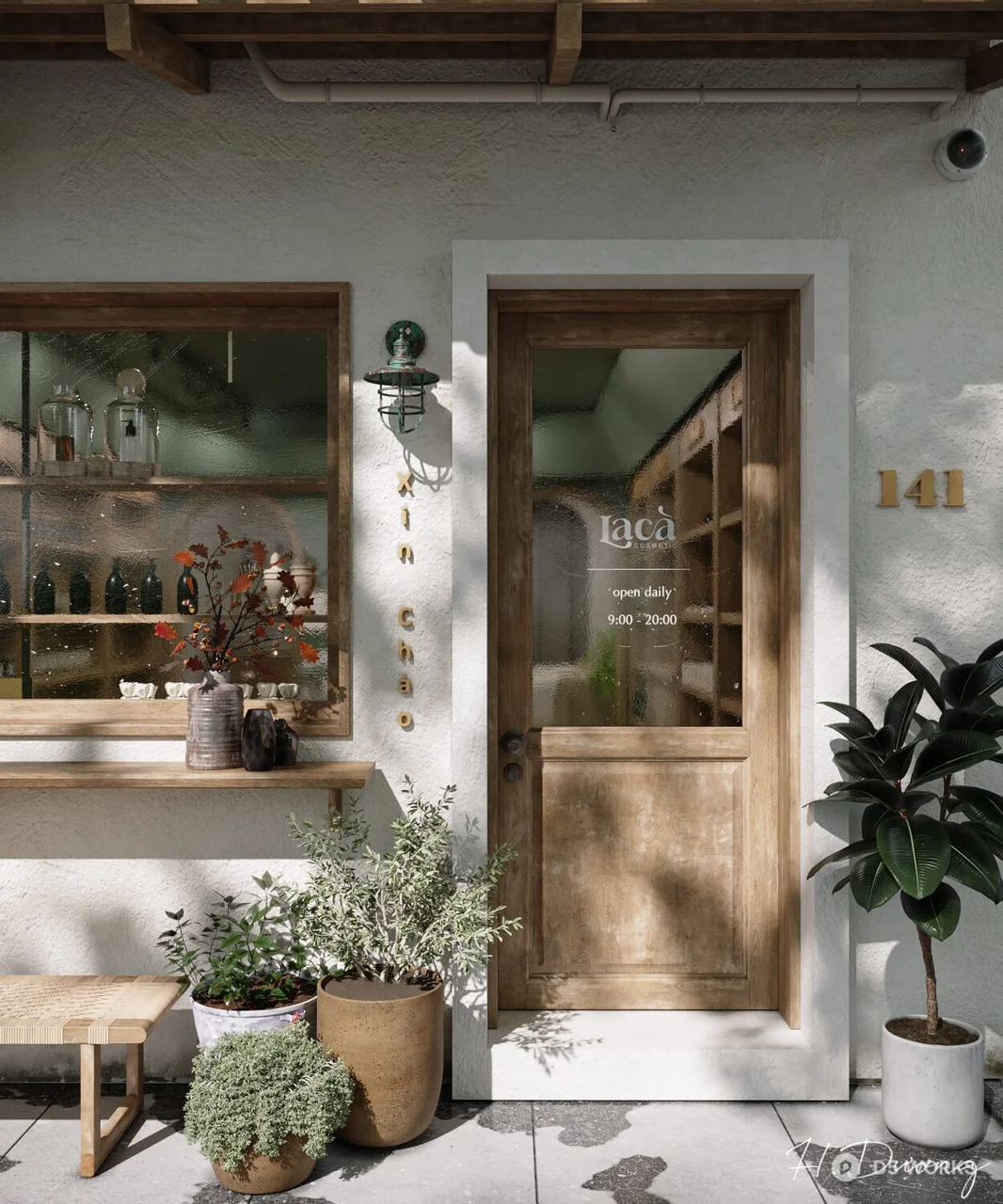 Minimalist Flower Shop Facade 3d model thumbnail 3