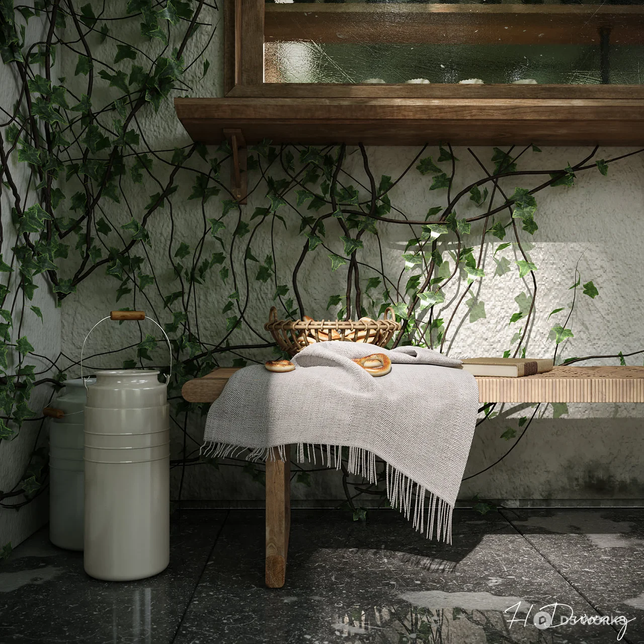 Minimalist Flower Shop Facade 3d model thumbnail 4