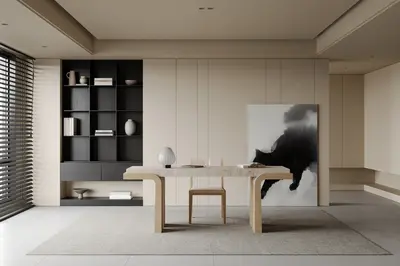 Minimalist Home Office With Warm Tones 3d model