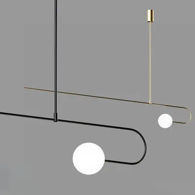 Minimalist Linear Pendant Light With Spherical Diffusers 3d model