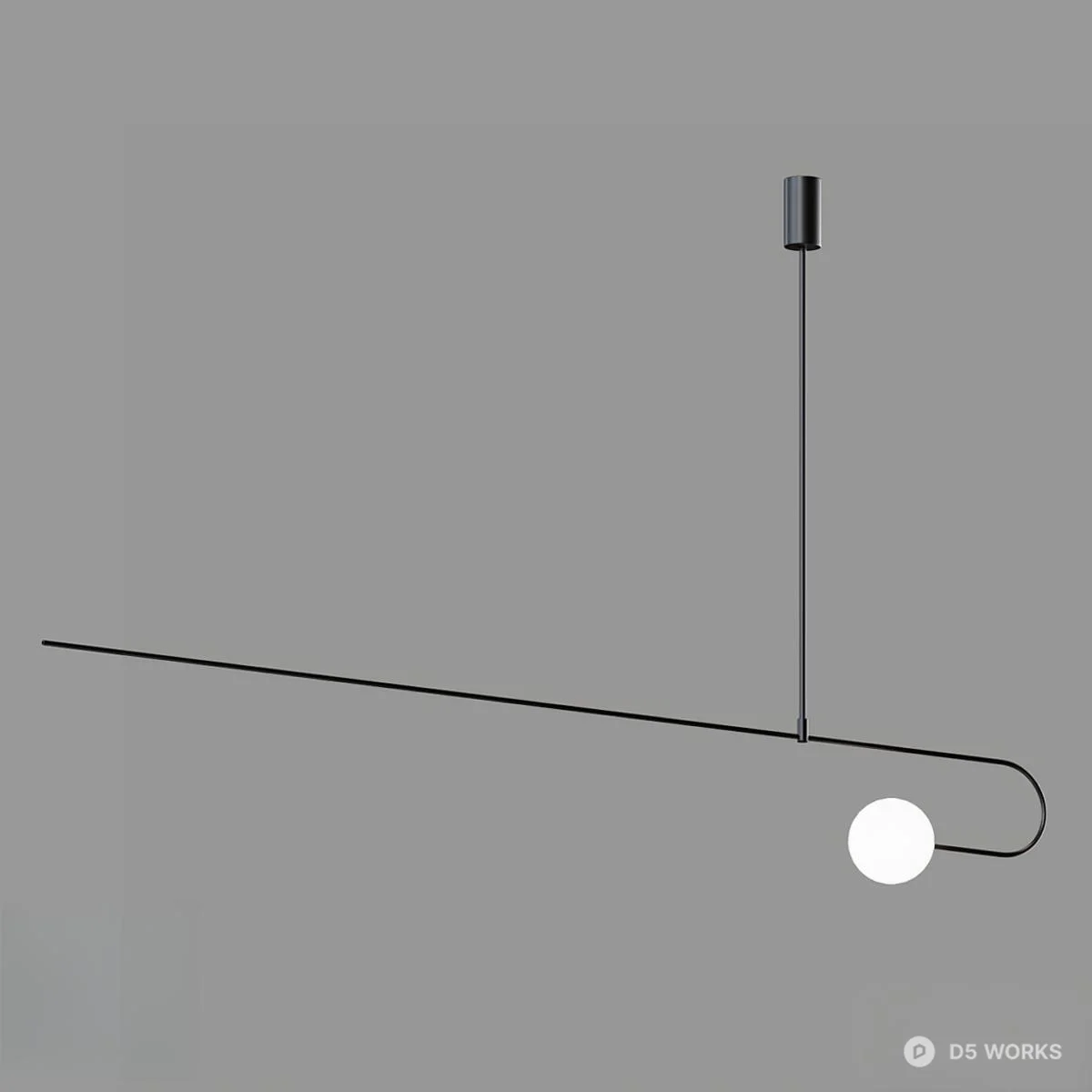 Minimalist Linear Pendant Light With Spherical Diffusers 3d model thumbnail 3