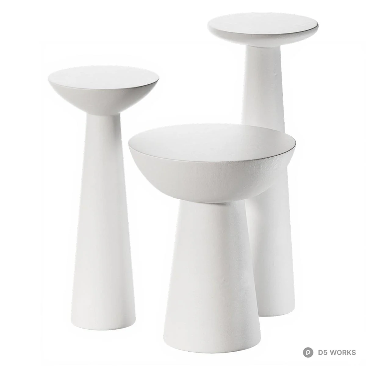 Minimalist Ceramic Nesting Side Tables 3d model thumbnail 2