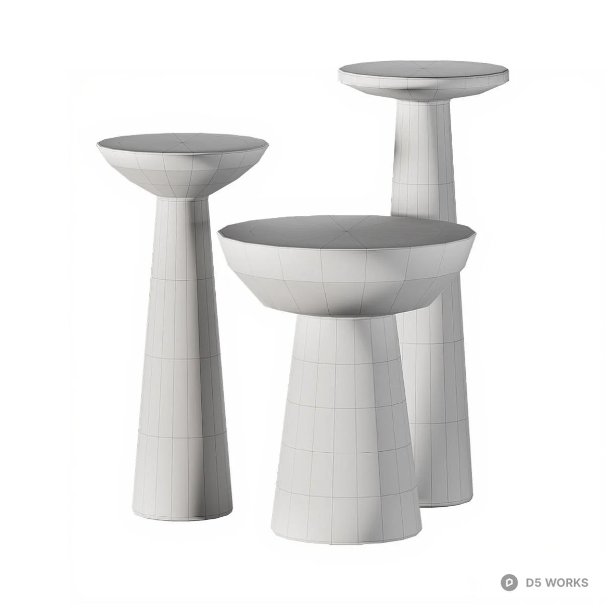 Minimalist Ceramic Nesting Side Tables 3d model thumbnail 3