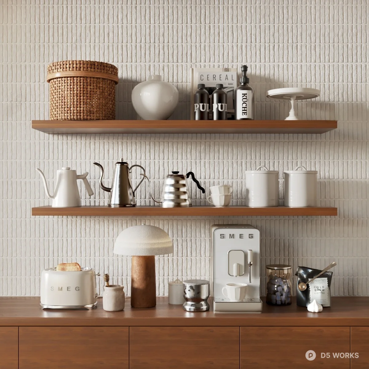 Minimalist Kitchen Shelf Display 3d model - Image 1