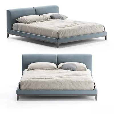 Minimalist Upholstered Double Bed 3d model