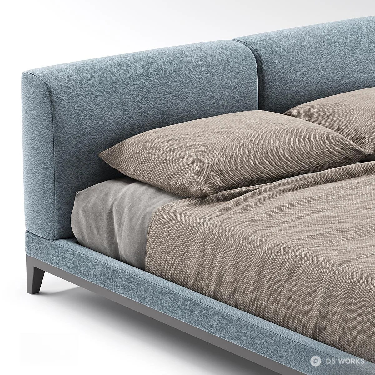Minimalist Upholstered Double Bed 3d model thumbnail 3
