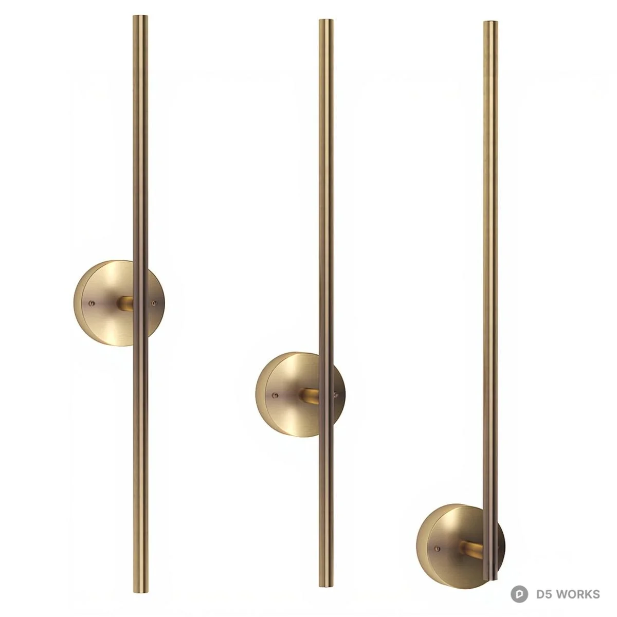 Minimalist Brass Linear Wall Lamp 3d model thumbnail 6