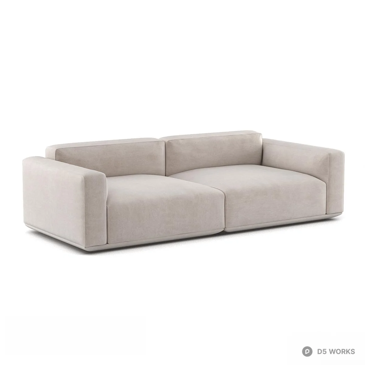 Minimalist Upholstered Three Seater Sofa 3d model - Image 1