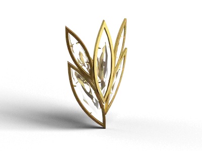 Golden Leaf-Shaped Wall Lamp 3d model