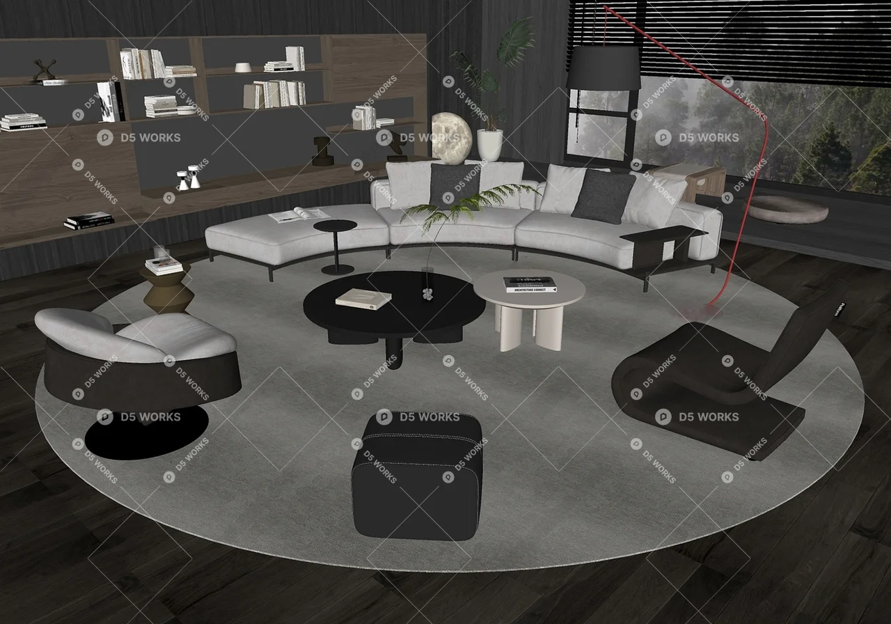 Modern Sofa & Side Table Set 3d model thumbnail 2