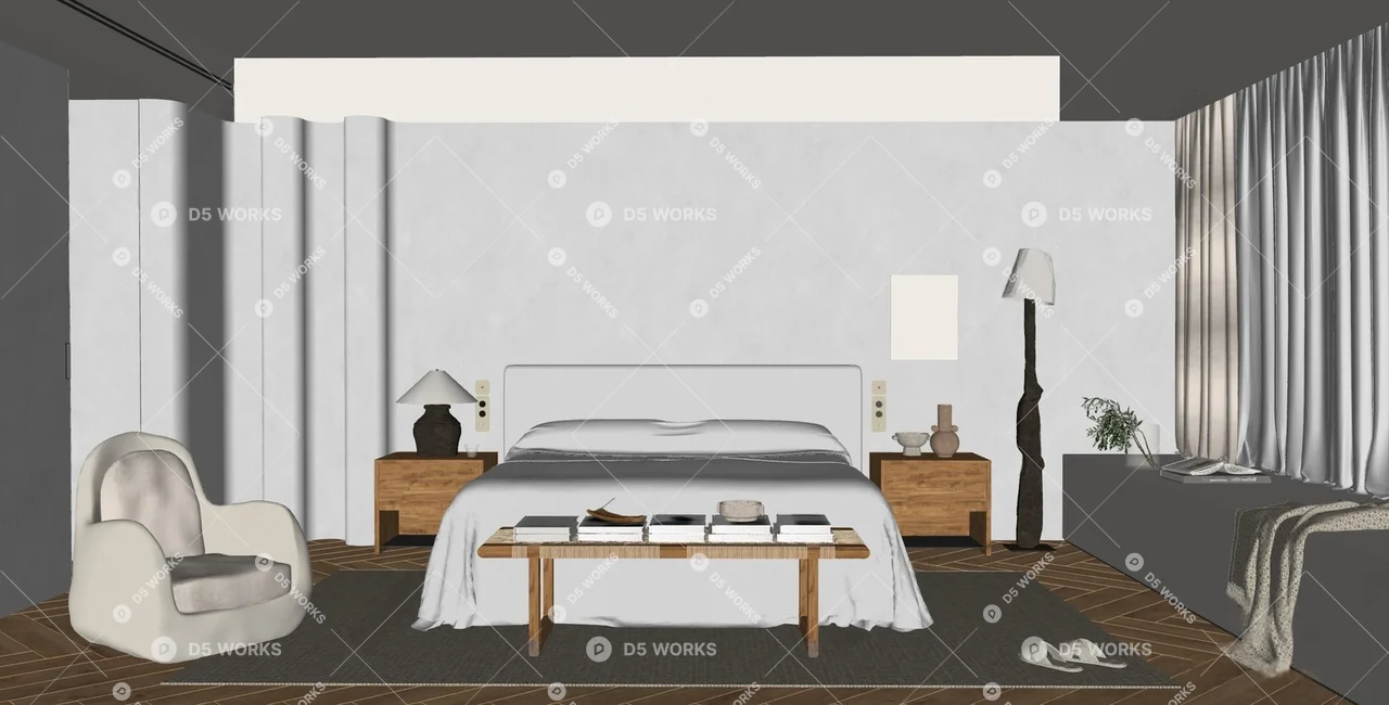 Japanese Home Bedroom 3d model thumbnail 2