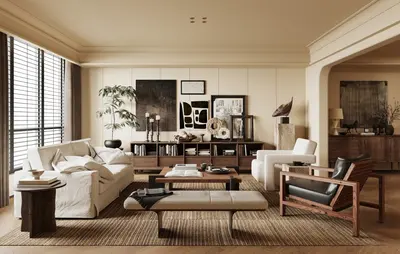 Minimalist Living Room with Neutral Tones 3d model
