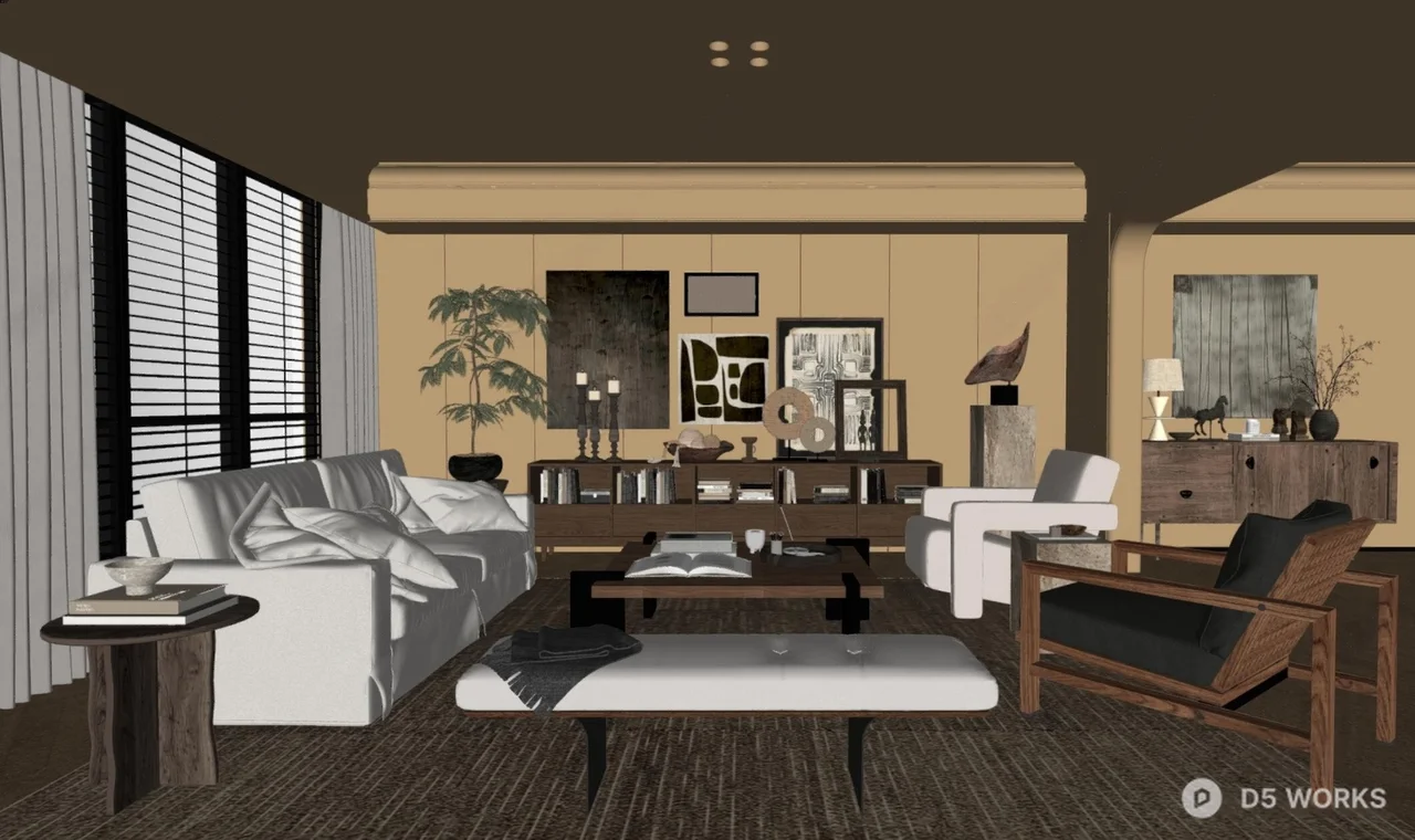 Minimalist Living Room with Neutral Tones 3d model thumbnail 2