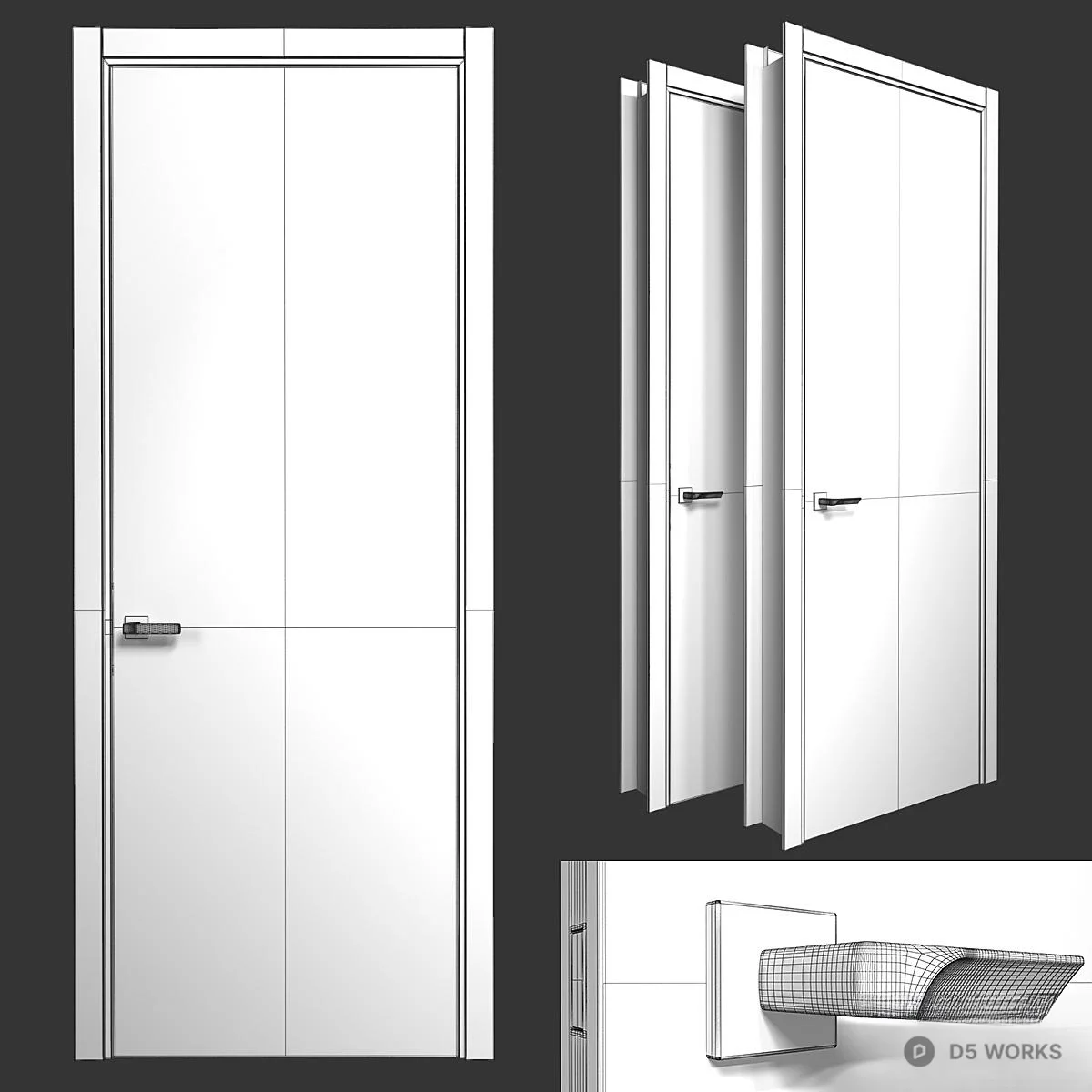 Minimalist Flat Panel Door 3d model thumbnail 6