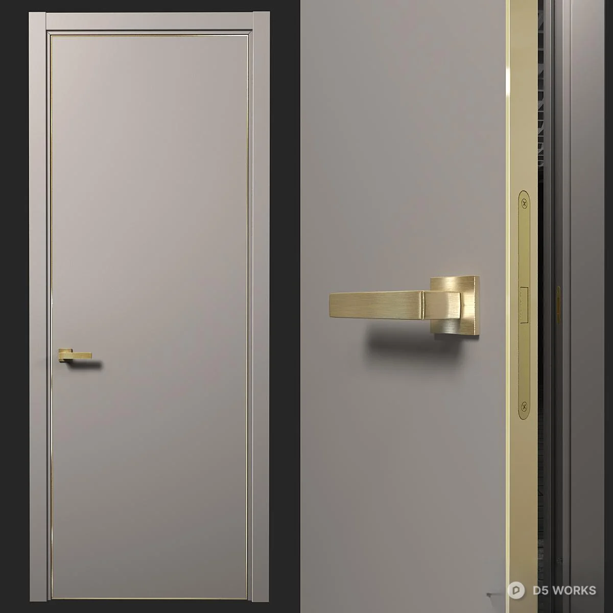 Minimalist Flat Panel Door 3d model thumbnail 5