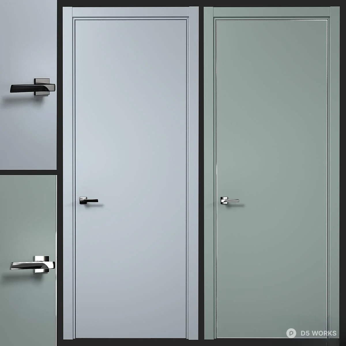 Minimalist Flat Panel Door 3d model thumbnail 4
