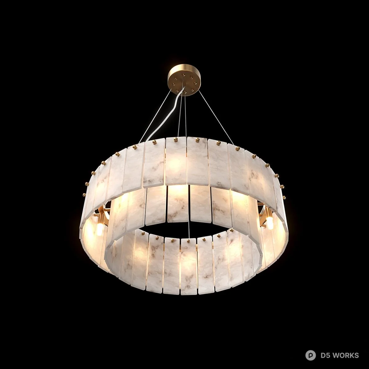 Marble Drum Pendant Light 3d model thumbnail 2