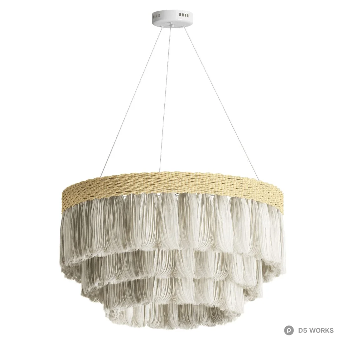 Woven Rattan Fringe Chandelier 3d model - Image 1