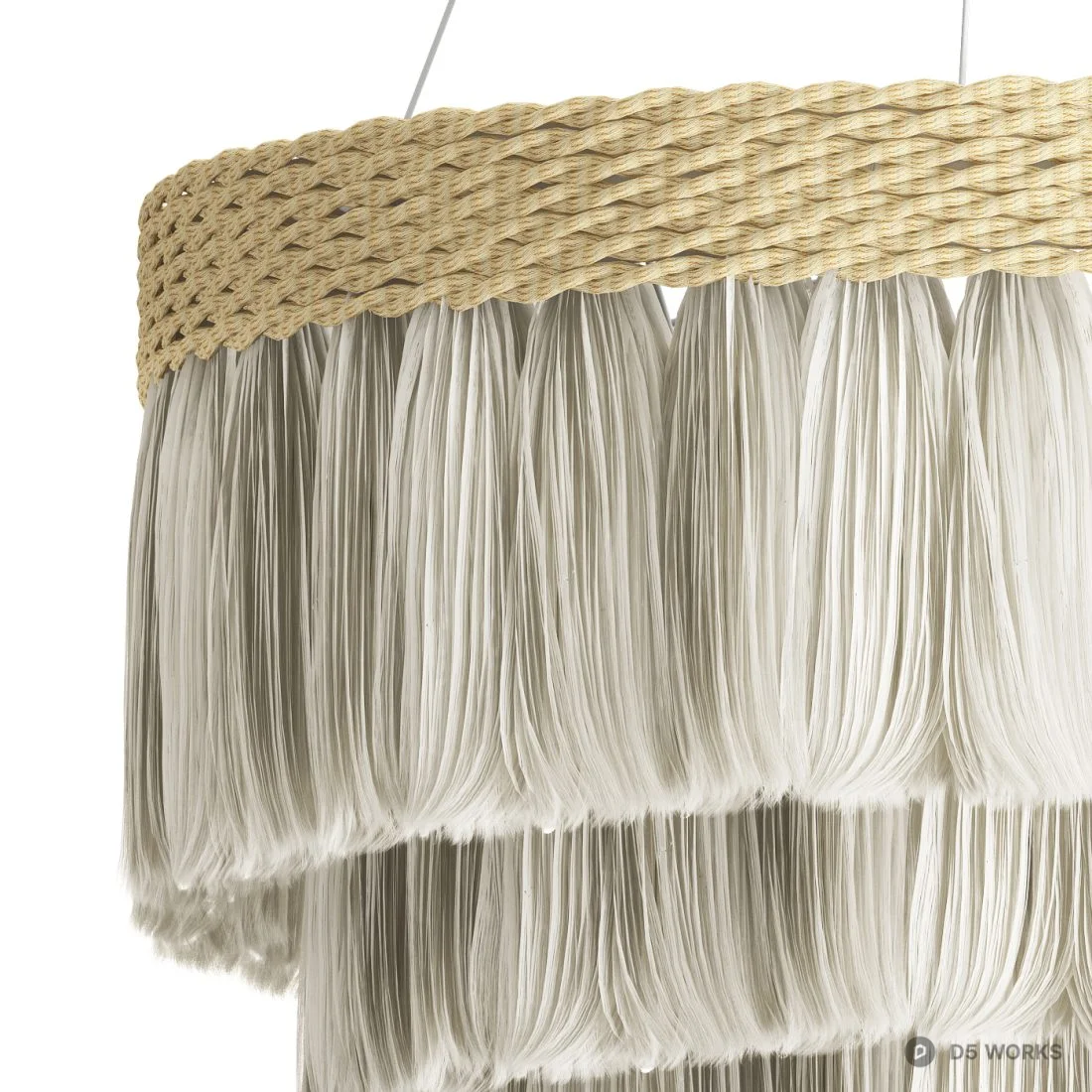 Woven Rattan Fringe Chandelier 3d model thumbnail 2