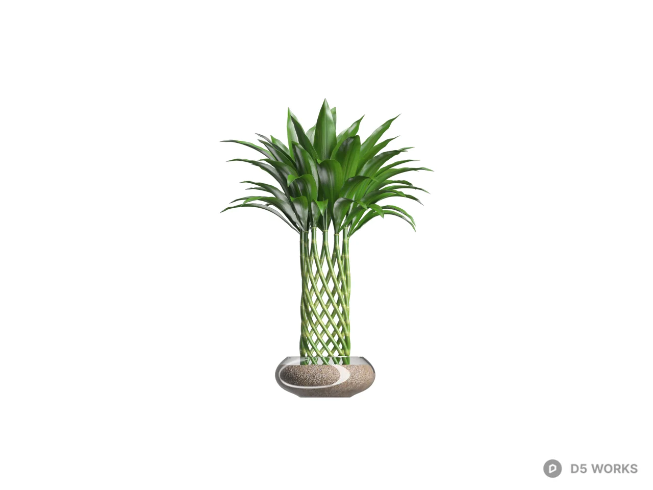 Potted Green Plant In Stone Base 3d model thumbnail 2